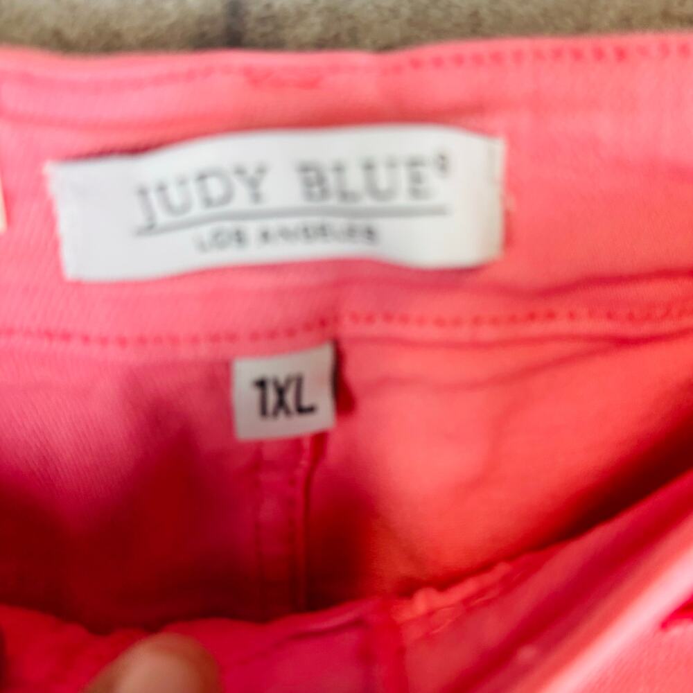 New Judy Blue Womans Sz 1XL Jean Denim Short High Rise Pink Stretch Pockets NWT - Picture 5 of 10